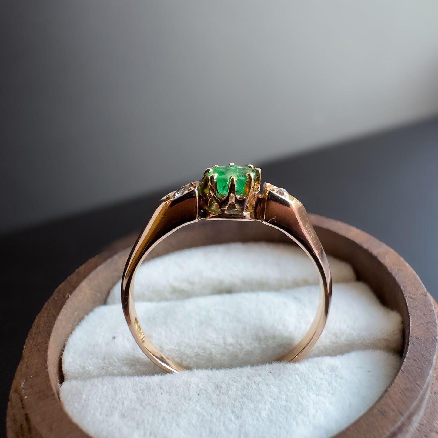 Gorgeous 14ct | 14k Gold | Vintage | Emerald & Diamond Trilogy Ring | Multistone Ring | Stamped 585 |