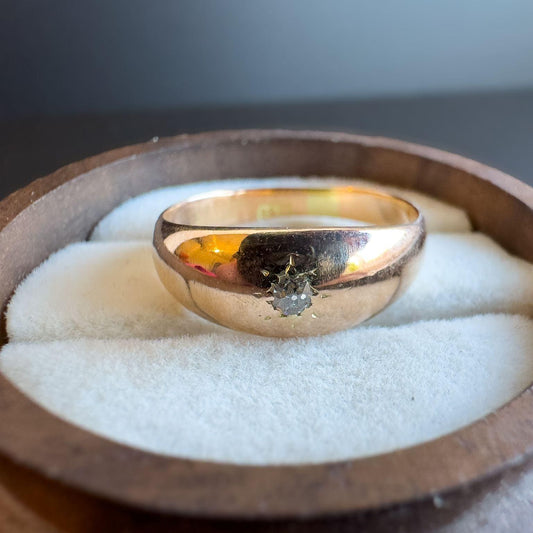 Victorian | 18ct Gold | Solid Gold | Gypsy Diamond Ring | Starburst Set Diamond | Signet Ring | Marked 18ct |