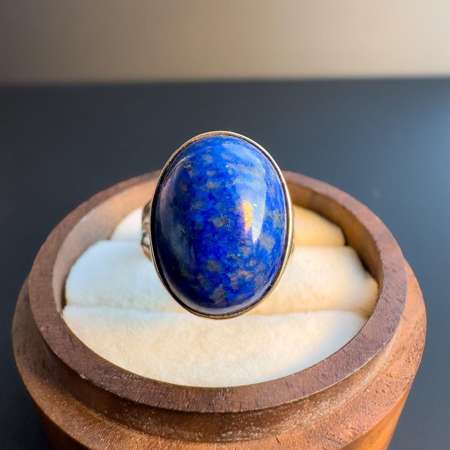 Stunning Vintage 1970s | 9ct | 9k Gold | Blue Lapis Lazuli Statement Ring | English Hallmarks |  UK M 1/2 - US 6.5 Resizable |