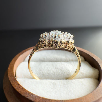 Gorgeous | Vintage | 9ct | 9k Gold | Aquamarine & Diamond Ring |  Victorian Inspired Statement Ring | English Hallmarks | UK S - US 9 |