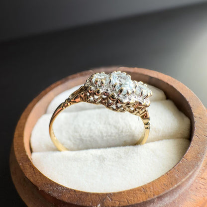 Gorgeous | Vintage | 9ct | 9k Gold | Aquamarine & Diamond Ring |  Victorian Inspired Statement Ring | English Hallmarks | UK S - US 9 |
