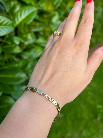 Vintage 1970s | 9ct Solid Gold | Unique Flat Link Bracelet | English Hallmarks | Unisex Statement Jewelry | Elegant Gift for Him or Her