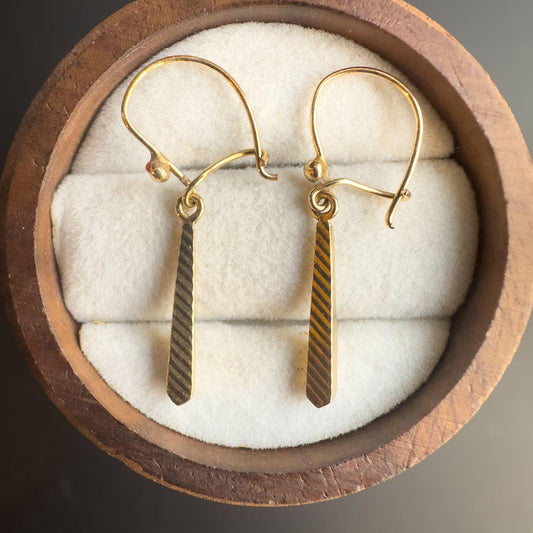 Vintage 9ct Gold Minimalist Drop Earrings | Classic Long Dangle Earrings | Elegant Everyday Jewelry | Gift for Her