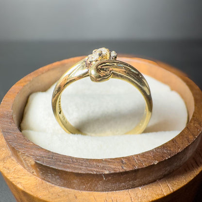 Vintage 9ct Gold Snake Ring with Diamonds | Elegant Symbolic Jewelry | Unique Statement Ring  | UK L - US 5.75 | Resizable | Hallmarked
