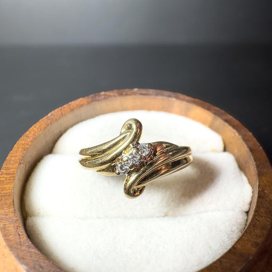 Vintage 9ct Gold Snake Ring with Diamonds | Elegant Symbolic Jewelry | Unique Statement Ring  | UK L - US 5.75 | Resizable | Hallmarked
