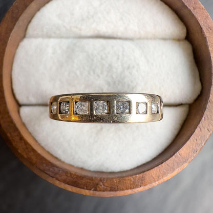 Vintage 9ct Gold 0.25ct Diamond Half Eternity Ring | Elegant Channel-Set Band | Stackable Band ring |UK Size K - US Size 5.5 | Resizable