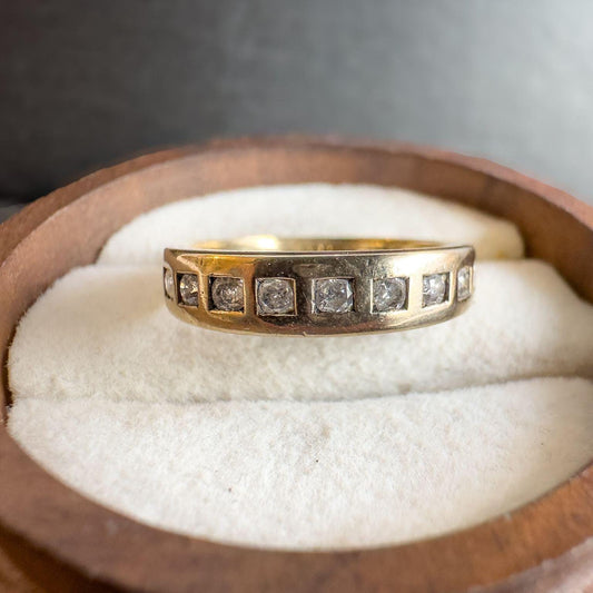 Vintage 9ct Gold 0.25ct Diamond Half Eternity Ring | Elegant Channel-Set Band | Stackable Band ring |UK Size K - US Size 5.5 | Resizable