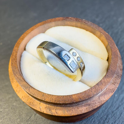 Vintage 14ct Gold Diamond Ring - Unique Geometric Design | Engagement Ring | Hallmarks | UK M | Resizable |