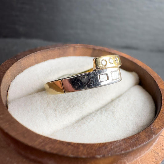 Vintage 14ct Gold Diamond Ring - Unique Geometric Design | Engagement Ring | Hallmarks | UK M | Resizable |