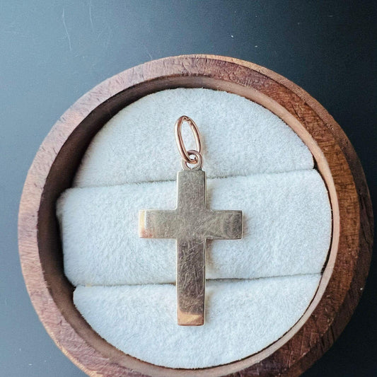 Vintage 9ct Gold Cross Pendant  Elegant Minimalist Solid Gold Necklace Charm | Marked 9ct |