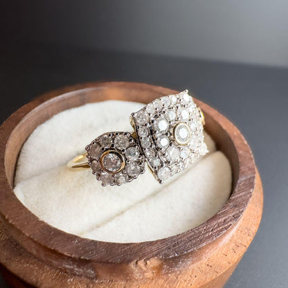 Stunning 9ct Gold Diamond Cluster Ring  Art Deco Style Statement Piece 1.0ct Diamonds | UK R 1/2 - US 9.25 | English Hallmarks | Resizable