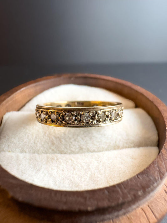 Vintage 9ct Gold Diamond Eternity Ring  0.5ct Total Diamonds | Diamond Eternity Stacking ring | UK Size K 1/2 / US 5.5 | English Hallmarks