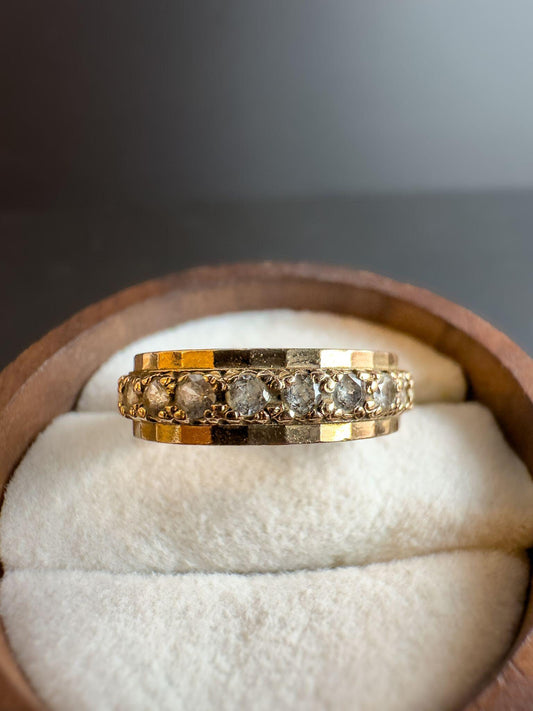 Vintage 9ct Gold | White Spinel Eternity Band Ring  Elegant Sparkling Spinel in a Classic Eternity Design |  Hallmarked | UK K 1/2 - US 5.5