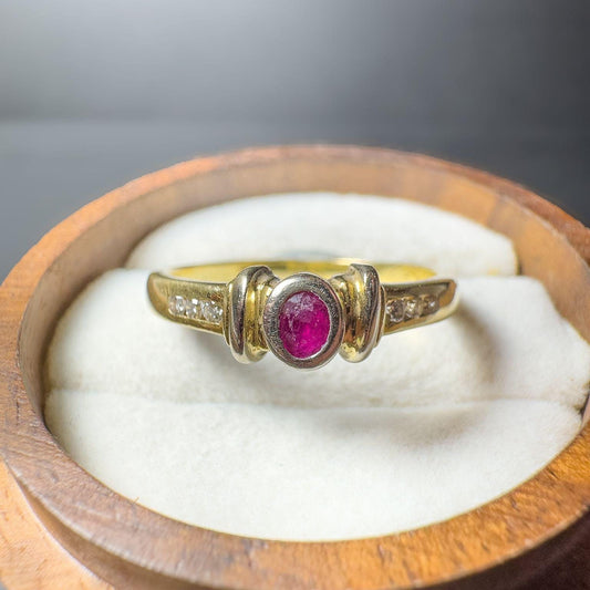 Exquisite Vintage 14ct Gold Ruby & Diamond Ring | Elegant Retro Ring | Unique Heirloom Jewelry | Gift for Her | UK Q - US 8.25  | Resizable