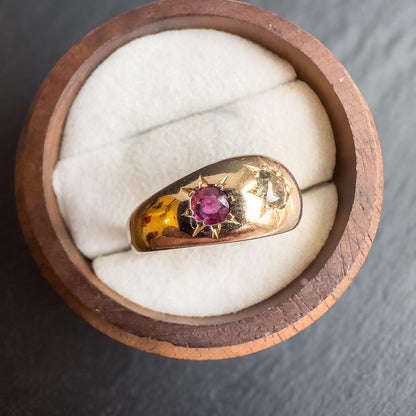 18ct Gold | Victorian | Ruby & Old Cut Diamond Gypsy Ring