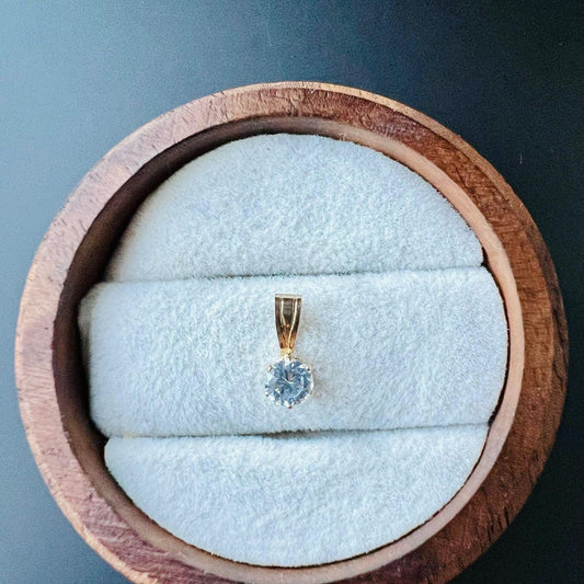 9ct Gold Solitaire CZ Pendant  Minimalist Gold Necklace Charm