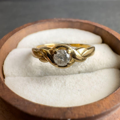 Vintage 9ct Gold Diamond Ring | 0.25 ct Solitaire | Vintage Diamond Engagement Ring | Unique Design | English Hallmarked | UK M 1/2 US 6.5