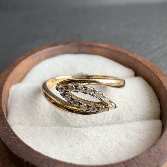 Vintage 9ct Solid Gold Diamond Ring | Elegant Openwork Design with Sparkling Diamonds | Solid Gold Jewelry | Hallmarked | UK M 1/2 - US 6.5