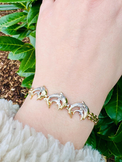 14ct Gold | Marine Chain Link Dolphin Design Bracelet |