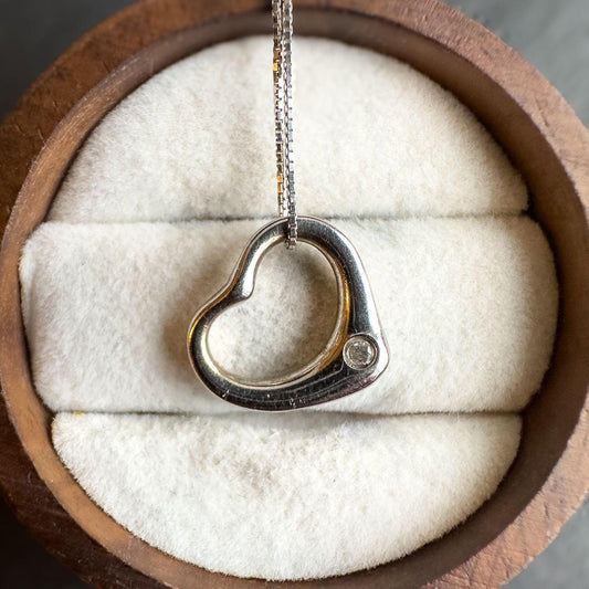 Love Forever: Diamond Heart Pendant in 9ct Solid White Gold with 9ct White gold Fine Chain Necklace | Unique Heart Pendant Necklace Gift