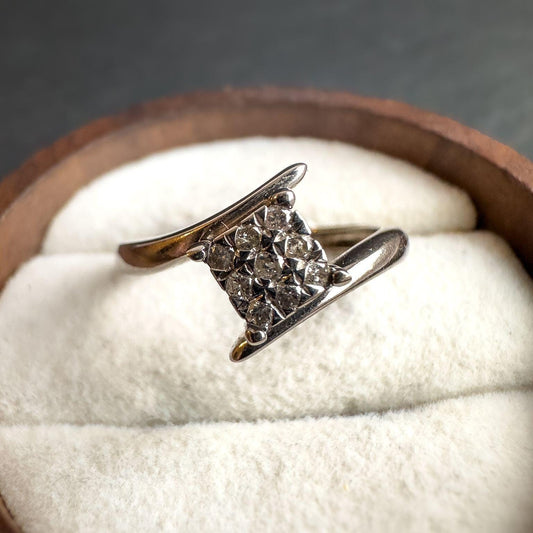 Exquisite 9ct White Gold Diamond Cluster Ring | Vintage-Inspired Fine Jewelry | Elegant Promise Ring  Hallmarked | UK I 1/2 US 4.5