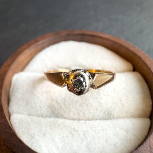 Vintage 9ct Solid Gold Diamond Ring | Unique Retro Design | Statement Gold Ring | UK M - US 6 | English Hallmarked | Resizable |
